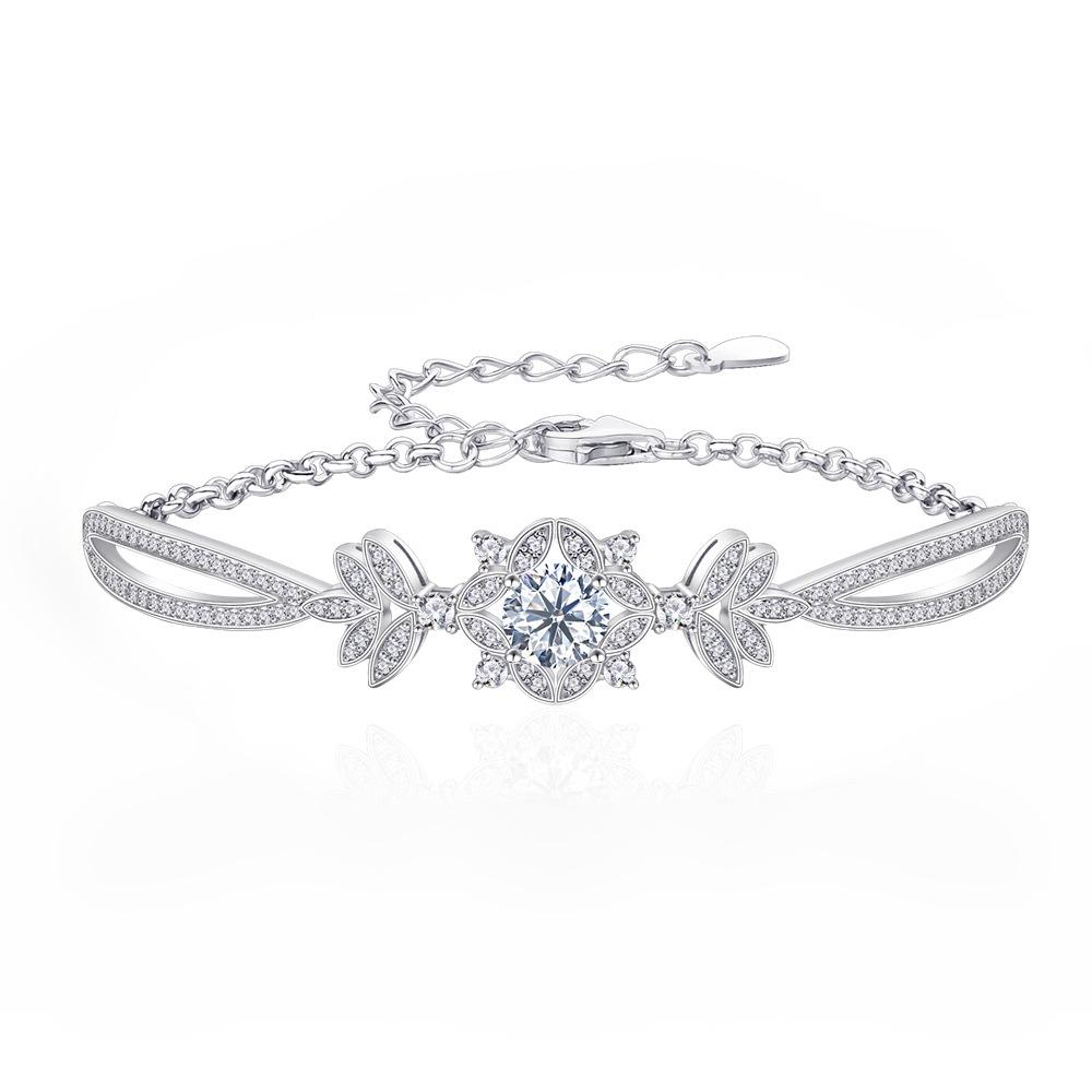 

Бриллианты Vinregem, прошедшие тест, 100% серебро 925 пробы, VVS1, круглая огранка, цвет D, 6,5 мм, 1 карат, браслеты из настоящего муассанита, ювелирные украшения, свадебные подарки 14cm+4cm белый