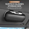 Auto-Brillenetui aus Kohlefaser, Aufbewahrung für Auto-Sonnenblende, Sonnenbrillenhalter, Multifunktionaler Kartenhalter mit Drucköffnung