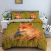 Animal Fox Bedding Set King Queen Size 3D Lovely Orange Fennec Fox Duvet Cover For Kids Teens Adults Bedroom Decor Quilt Cover