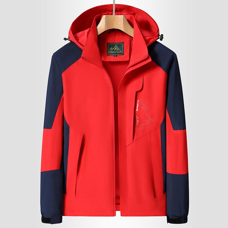 Giacca da Trekking Impermeabile Uomo Abbigliamento Outdoor Antivento Camping Traspirante con Cappuccio Alpinismo Sport Cappotti