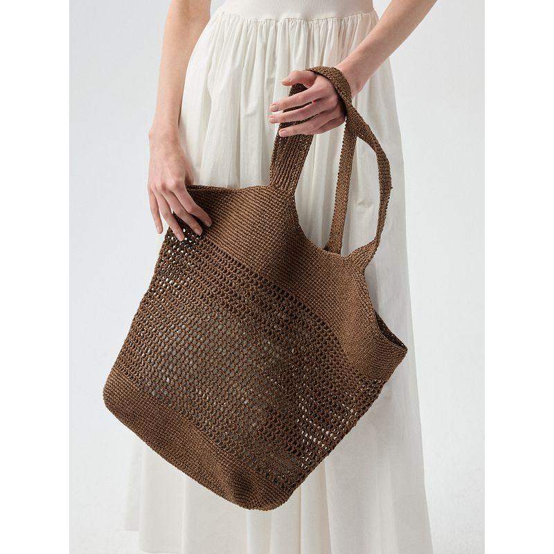 

Чжэн Байвань 2025 Новая соломенная сумка Женская сумка в праздничном стиле Плетеная сумка Производство Сумка через плечо Все в тон Большая вместимость Сумка Deep coffee