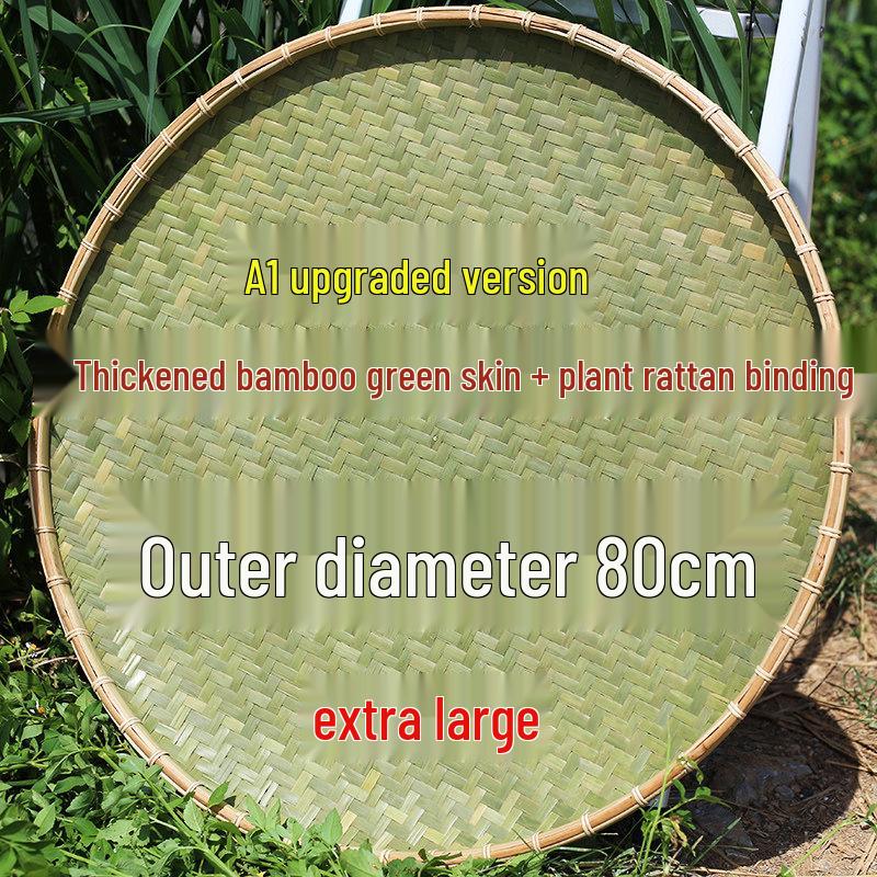 Large Handmade Bamboo Winnowing Basket - Round Woven Tray/Sieve for Drying or Decoration