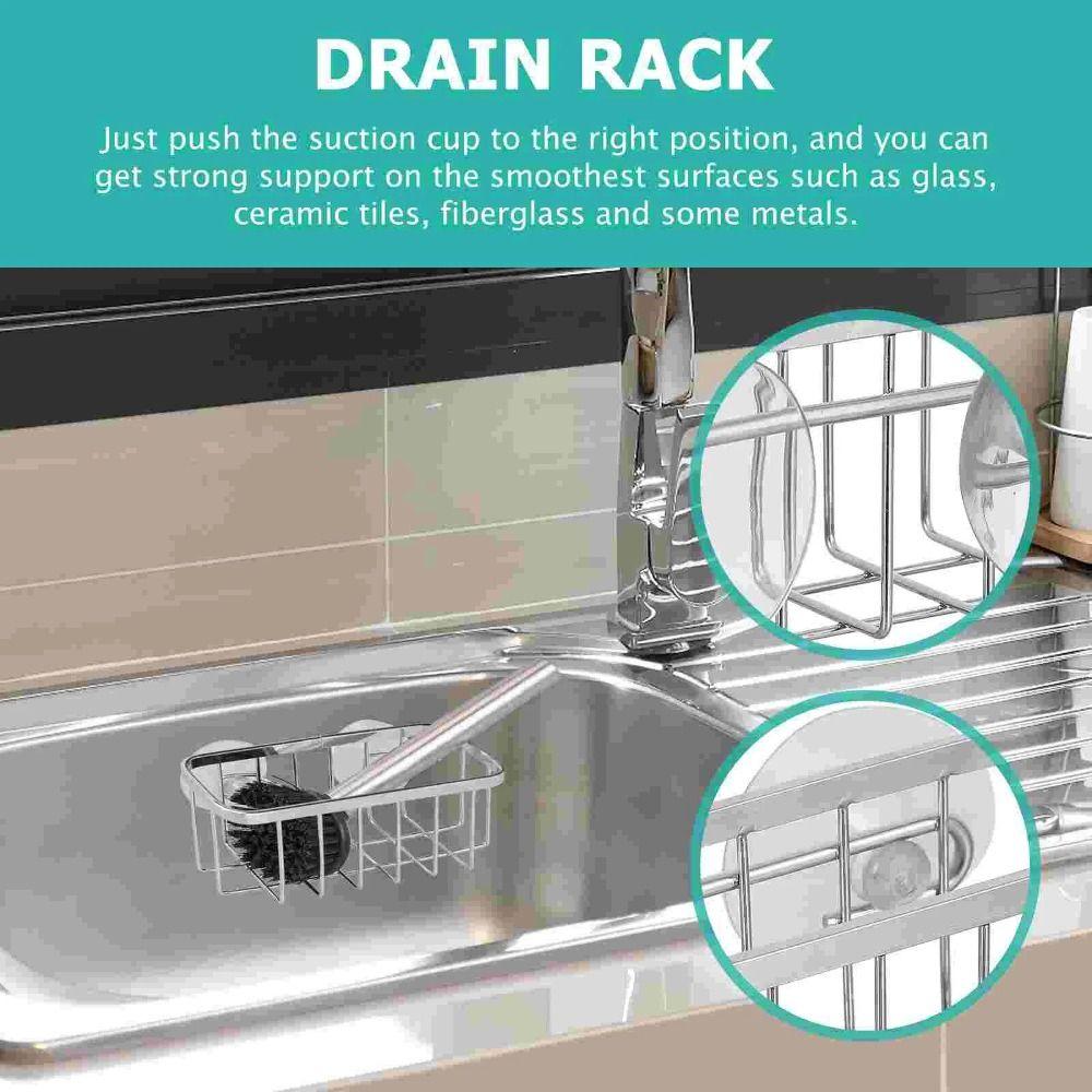 Silver Sink Draining Sponge Holder Rustproof Sink Sponges Holder Liquid Drainer Rack  Kitchen