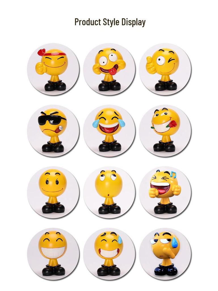 Ha Hu Emoji Bobblehead Car Ornament: Cute Cartoon Interior Decoration.