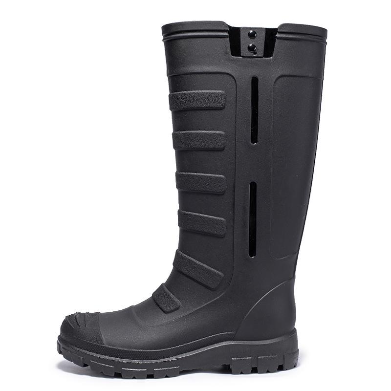 Men's Waterproof Non-Slip High-Top Rubber Rain Boots for Fishing and Car Wash