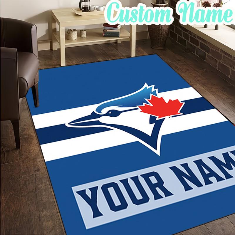 Custom Name Blue Jays Baseball Season Rug, Office Rug, Chair Rug, Carpet for Living Rooms, Doormat Game Rug Home Decor Christmas Gifts