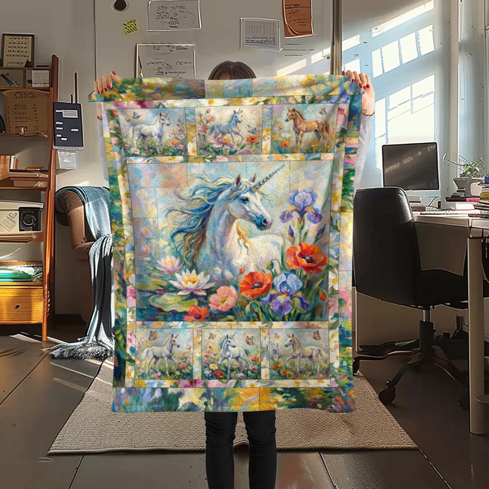 Unicorn Animal Print Flannel Blanket, High Quality Comfortable for All Seasons, Home Decor, Warmth and Comfort, Perfect for Christmas Gifts138