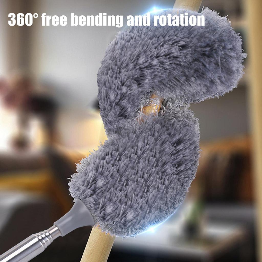 Electrostatic Dust Duster Telescopic Flexible Stainless Steel Household Feathers Duster Cleaning Tool Microfiber Dust Brush