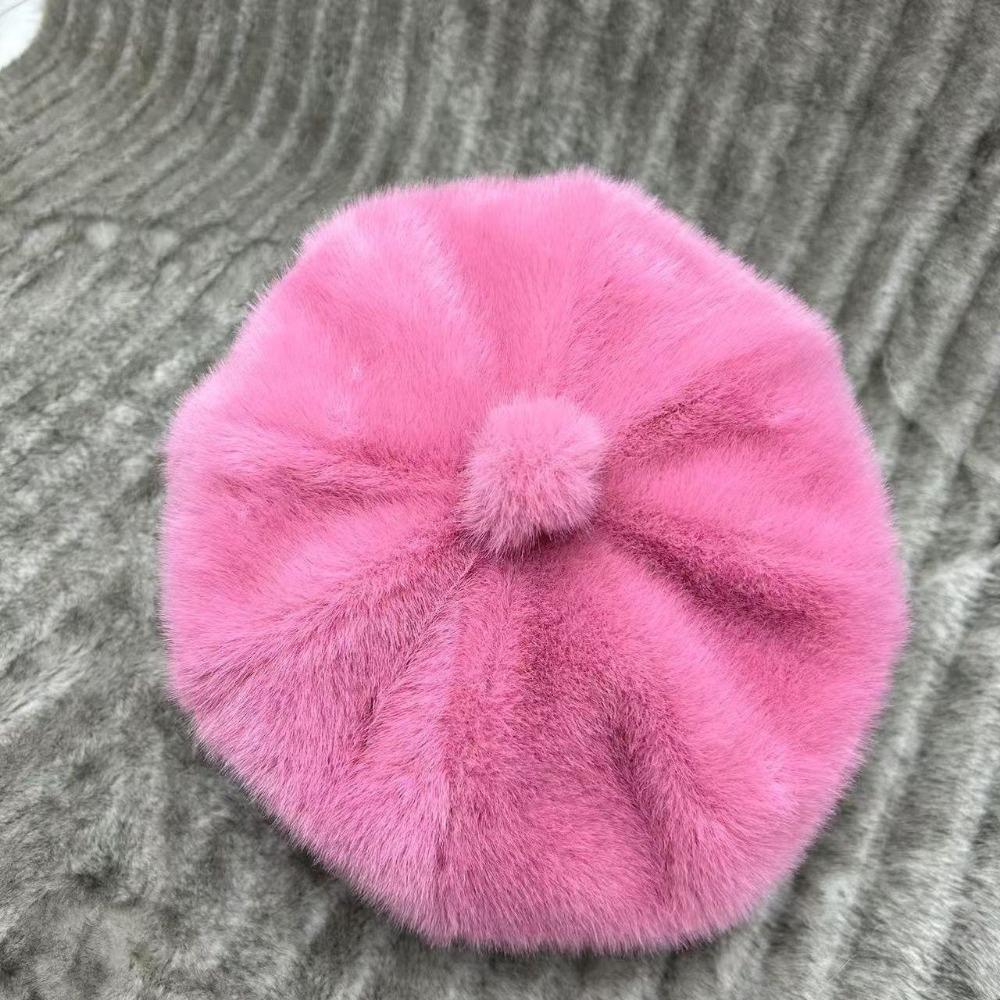 Новый зимний берет женский универсальный осенне-зимний зарубежный тыквенный утолщенный шляпа норка модная теплая шляпа розы красного