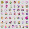 50 Cute Flowers Doodle Stickers Water Cup Mobile Phone Waterproof Decorative Stickers Creative Flowers Hand Account Stickers
