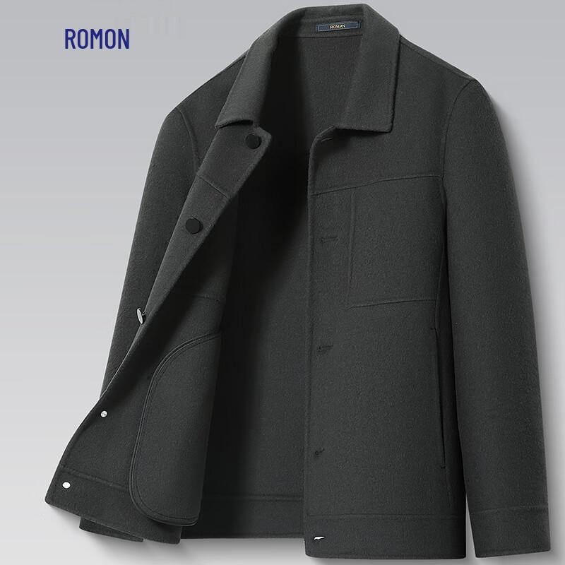 Romon Men's Merino Wool Blend Double-Faced Business Casual Short Coat