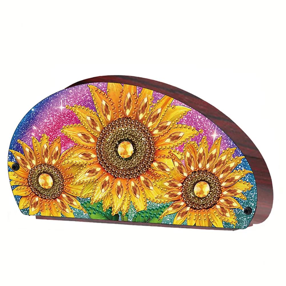 Wooden Flowers DIY Rhinestones Storage Holder Crystal Diamond Storage Shelf Diamond Painting Organizer Rack for Remote Control