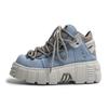 Punk Style Women Sneakers Rock Metal Decor Lace-up Heel Height Platform Shoes Gothic Man Shoes Men Sneaker