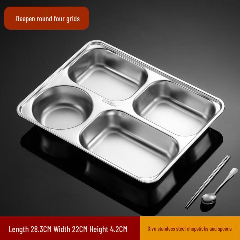 

Stainless Steel Divided Lunch Tray with Bowl (2-Pack)