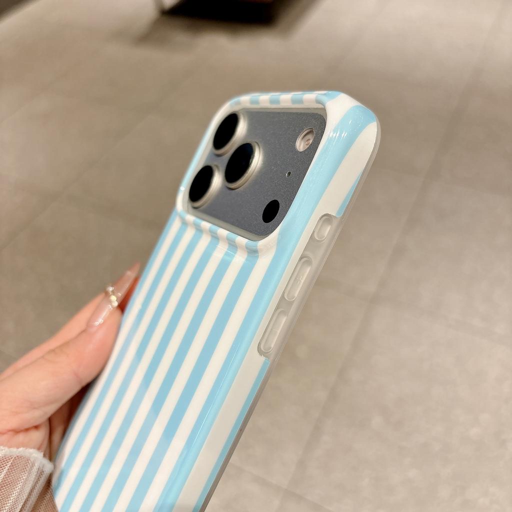 Applicable To iPhone17 Mobile Phone Case 16Plus All-inclusive IMD Striped Color Anti-drop Case 15Pro Soft Case