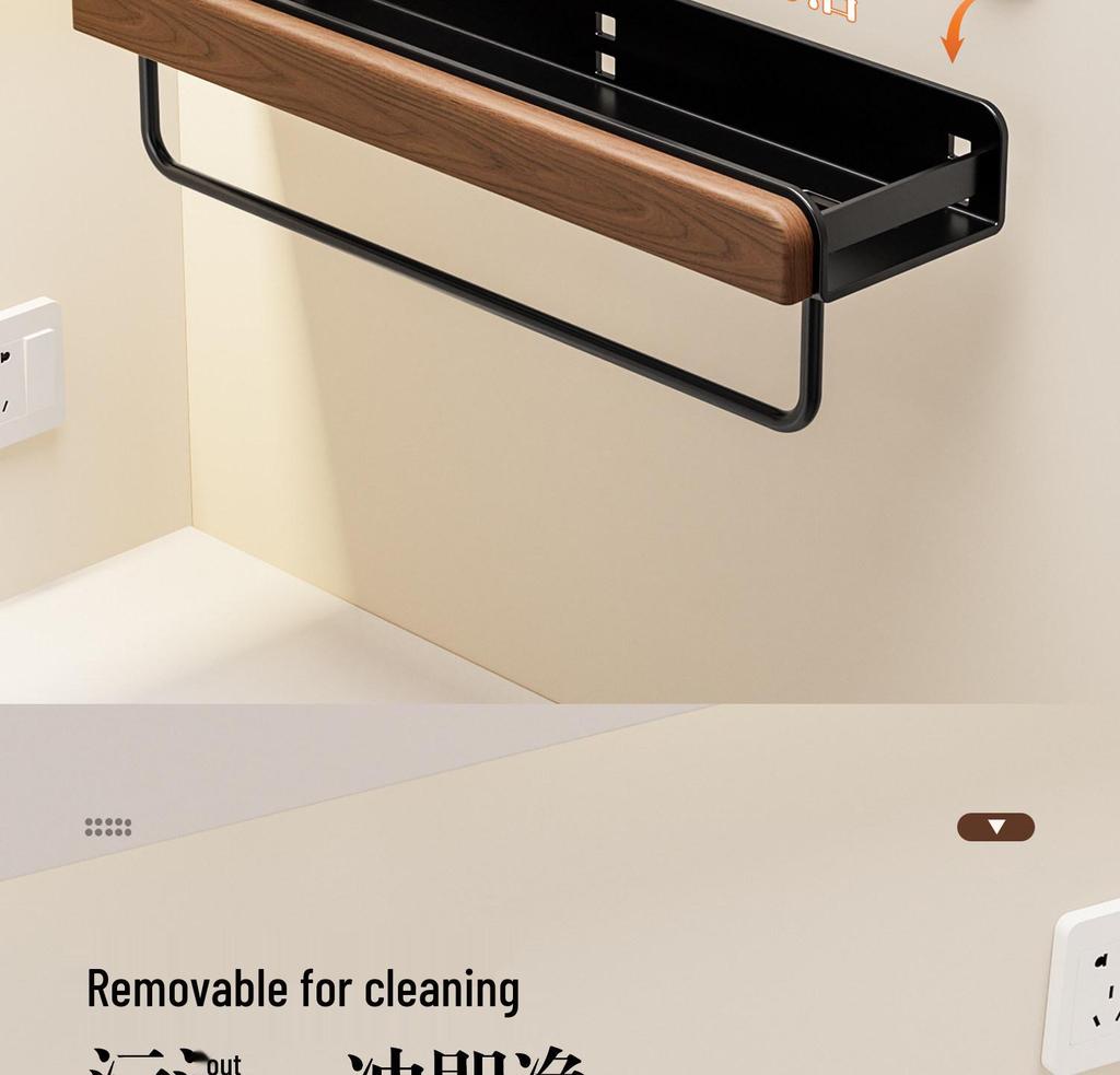 Mensola da Bagno a Muro in Noce con Mobile Lavabo: Scaffale portaoggetti per WC senza foratura