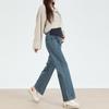 Plus Size High Stretch Maternity Straight Wide Leg Jeans for Spring & Autumn