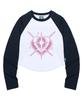 VIDEO JOCKEY Aurora Heart Crop Raglan Ls T-Shirt [Navy]