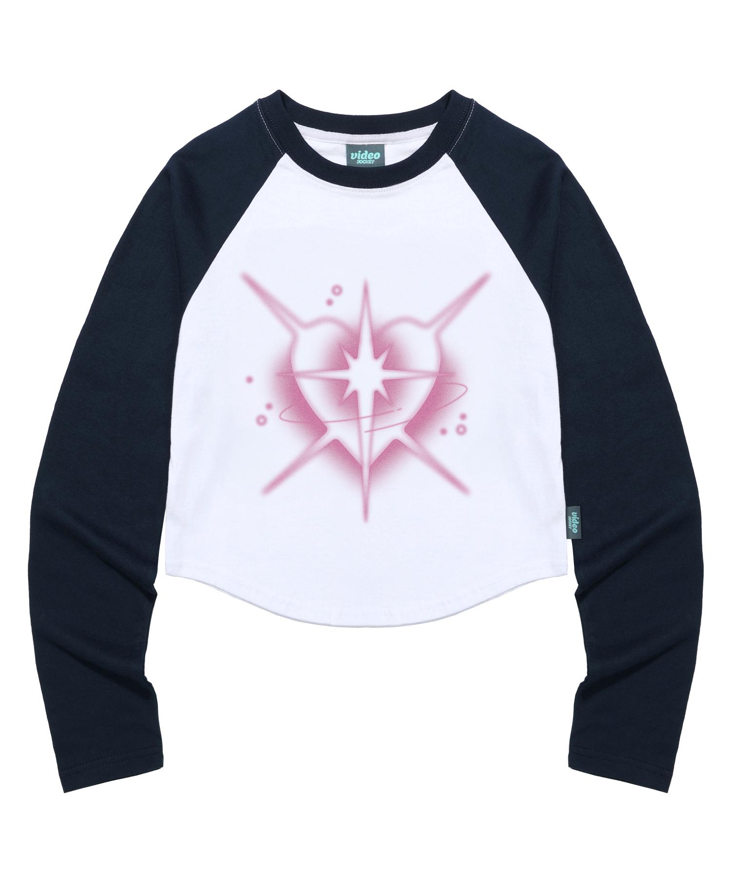 Video Jaki Aurora Heart Crop Raglan Ls T-Shirt [Navy] Navy/Free