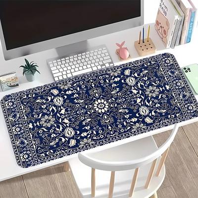 Overlock Mouse Pad Desk Accessories Keyboard Mouse Pad Computer Laptop Pad Office Pad Game Console Pad Blue National Wind