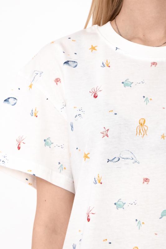 Women's Oversized Graphic T‑Shirt with Print – Casual Summer Fashion Top – Soft Cotton Relaxed Fit Shirt for Women Summer 8384-002 HC