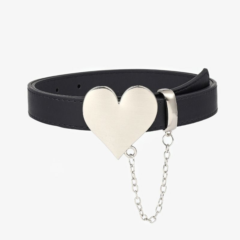 

Fashionable Summer Womens Waist Belt With Stylish Metal Heart Buckle Chain Design чорний