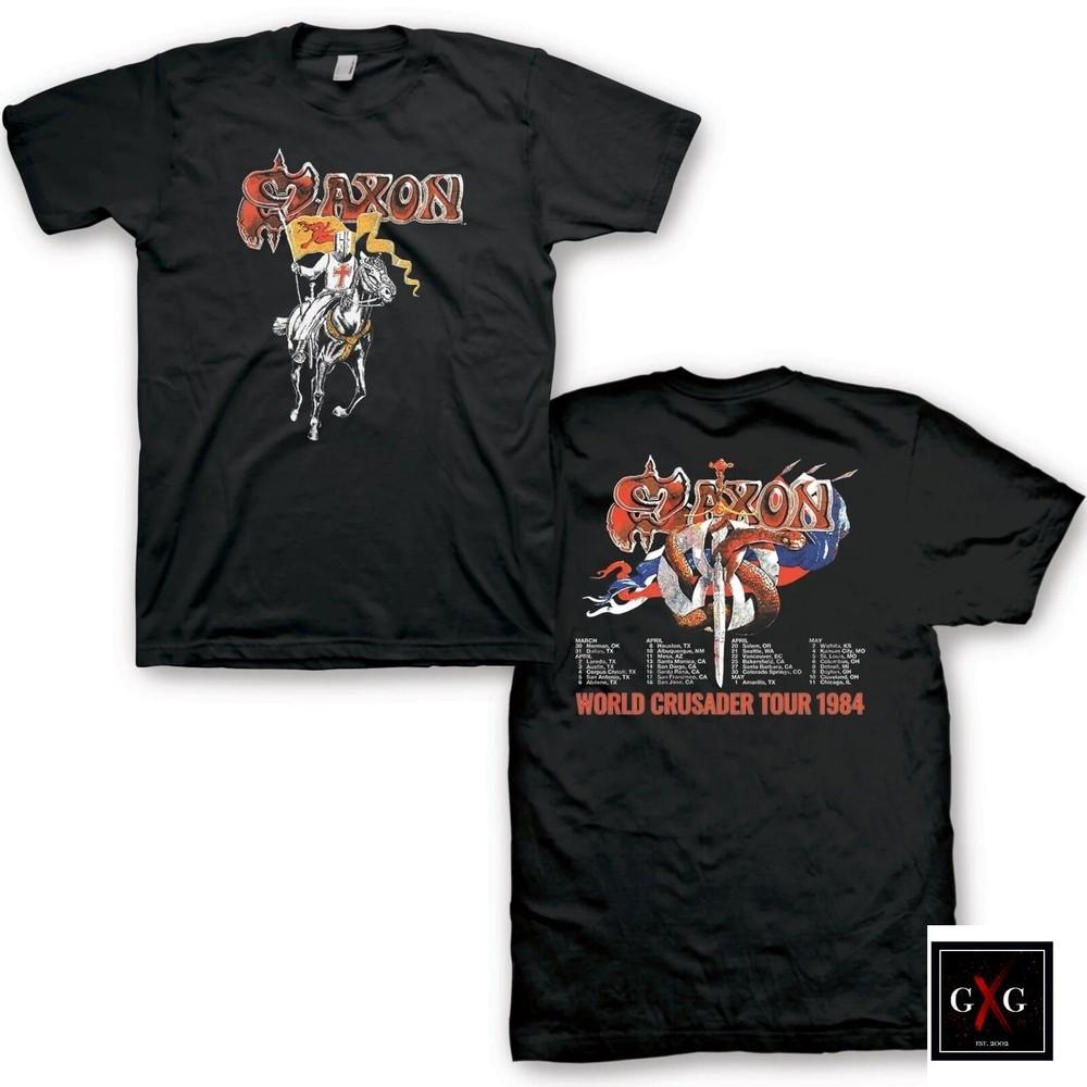 SAXON cd cvr WORLD CRUSADER TOUR 1984 Официальная ФУТБОЛКА 2XL Новые колеса стальные unleashed Унисекс Футболка L