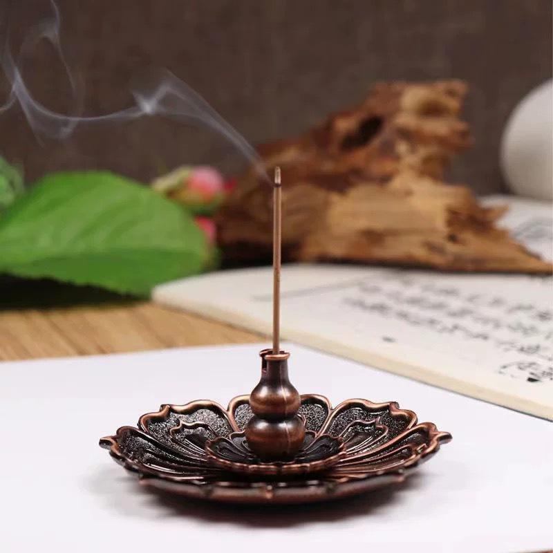 Lotus Multi-Hole Incense Holder with Tongs - Indoor Ornament & Burner