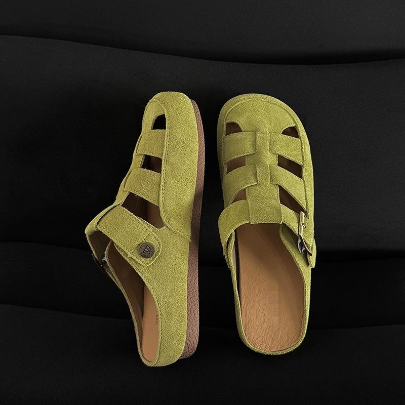 Boken bag head slippers women's spring outer wear hollow sandals women's summer new flat-bottomed bag head slippers