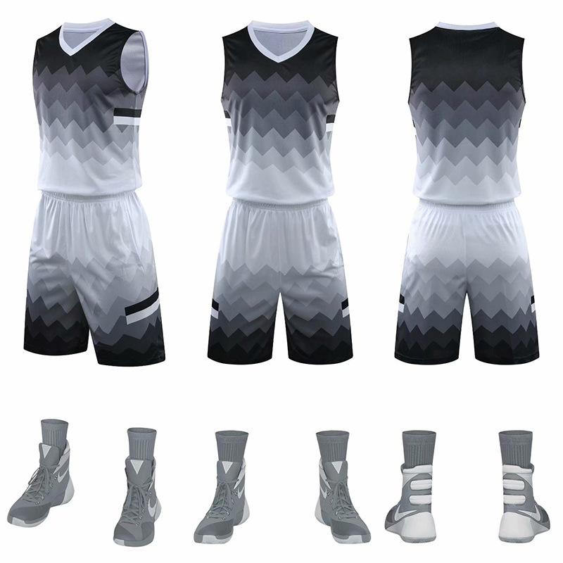Basketball Jersey Set Student Game Jersey Children'S Training Jersey Gradual Change Personalized Printing Pattern Adult Jersey Men And Women