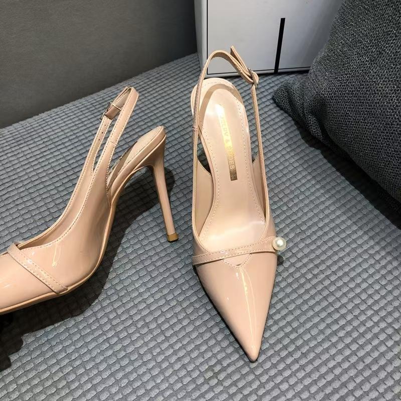 Fashion Women Naked High Heels Sandals Pointed Toe Shoes Woman Slippers Summer 2025 Trend Slingback Dress Sexy Office Stilettos Pumps