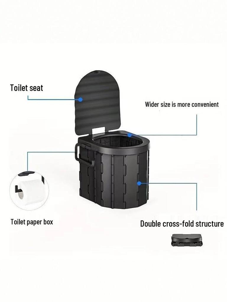 Portable Folding Car Toilet: Odor-Proof, Washable, Ideal for Outdoor Camping and Emergency Use