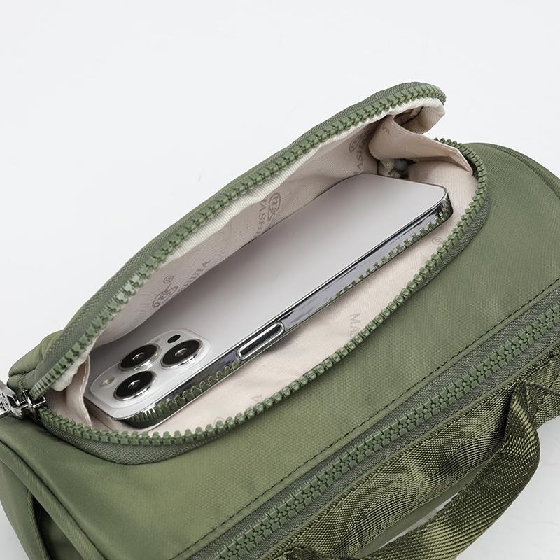 Cylinder Women's Bag Solid Color Nylon Bag Mobile Phone Bag Shoulder Crossbody Bag