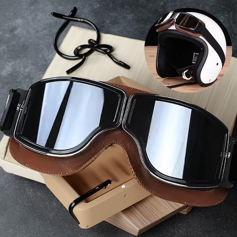 

non-polarized Leather Safety Helmet Sunglasses Steampunk Universal Glasses Easy To Carry