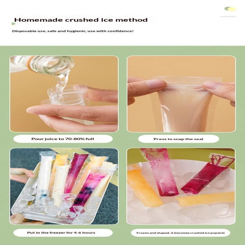 100/50Pcs Disposable Transparent Popsicle Bags Ice Cream Juice Yogurt Chocolate Ice Bags Diy Kitchen Accessories Cool Summer