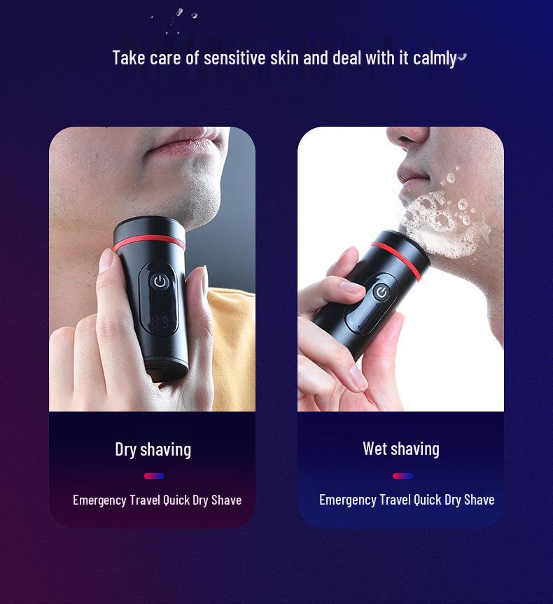 Mini USB Beard Shaver: Portable High Power Razor with Digital Display and German Steel Blades.