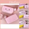 Smiling Pink Cute Pom Large Capacity Pencil Case Plush Storage Bag Students For