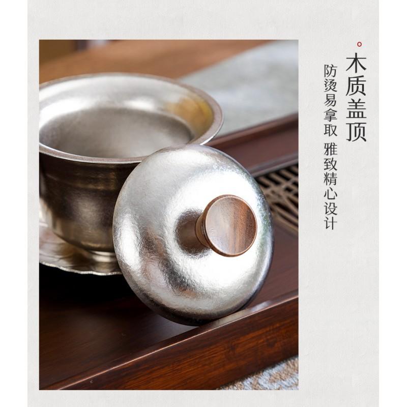 Premium Pure Titanium Tea Set With Gaiwan 3 Cups Modern Minimalist Kung Fu Ware Gift