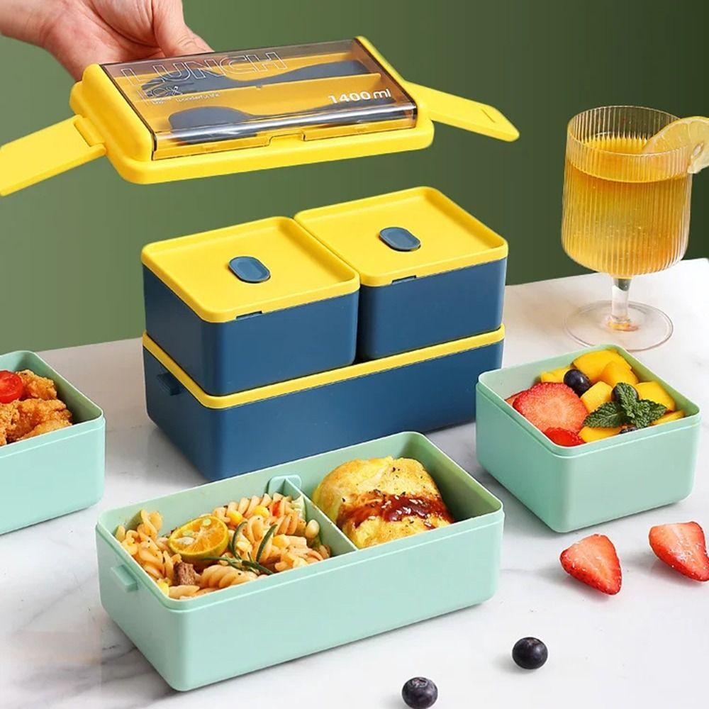 Single/Double Layer Portable Lunch Box Leakproof Design Food Lunchbox Dinnerware Set  Office Use