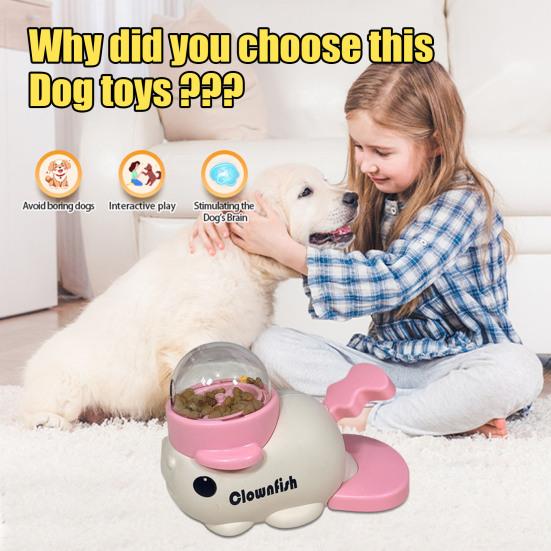 Interactive Dog Treat Dispenser Toy Adjustable Food Dispensing Puzzle Toy Clownfish Design Slow Feeder for IQ Training Mental Stimulation
