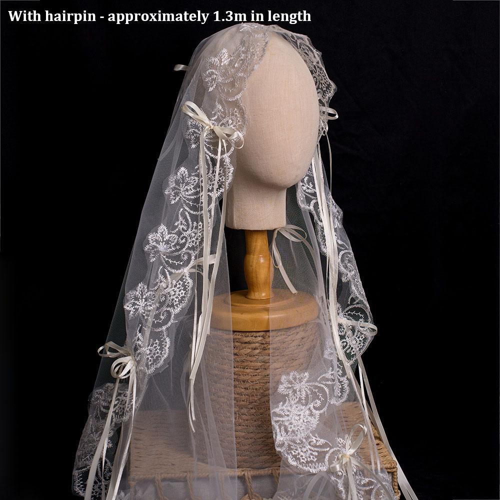Bowknot Design Lace Veil with Comb Wedding Veil Graceful Bridal Veil for Women Wedding Ceremony