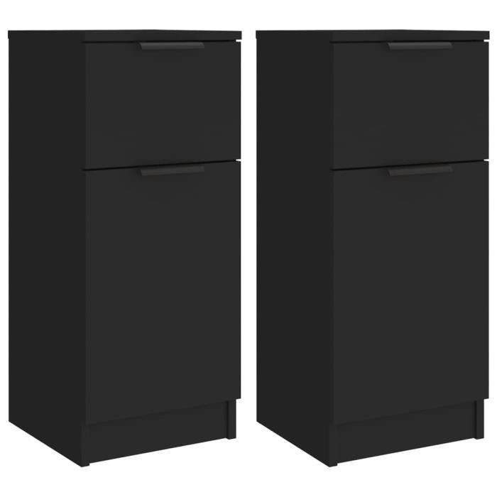 VidaXL Buffets 2 pcs noir 30x30x70 cm bois d'ingénierie 811118