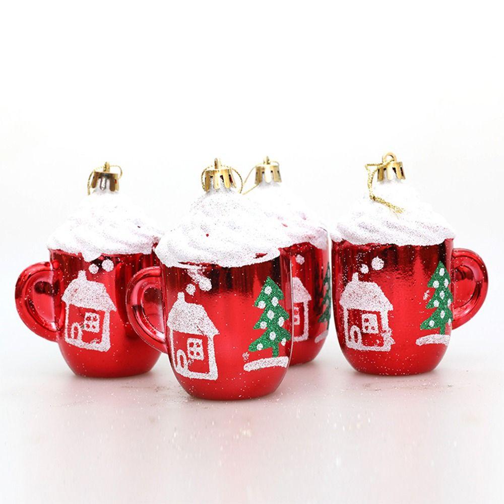 Red Christmas Hanging Decoration Electroplated Pinecone Acorn Owl Xmas Ornament Ball Plastic Festival Xmas Baubles Scene Making