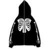 2023 Gothic Skull Print Full Face Zipper Sweater Street Trendy European and American Retro Hoodie Spring and Autumn Fleece Sweater