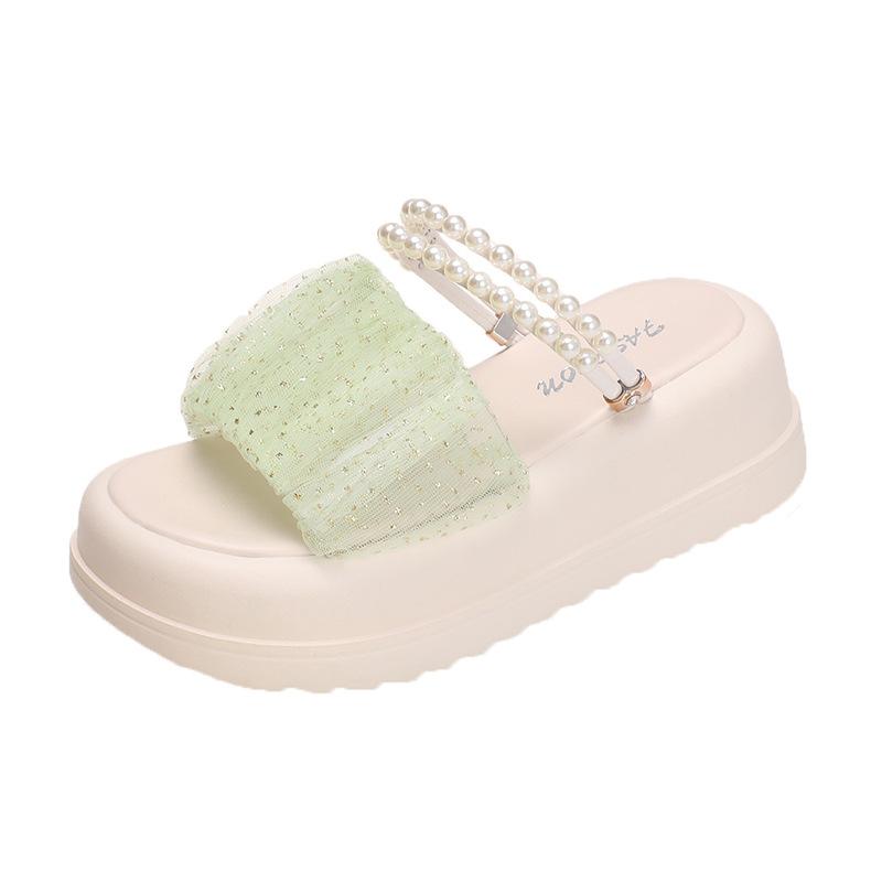 Stepping on shit slippers women's summer wear 2025 new Internet celebrity popular sandals platform versatile two wear non-slip sandals