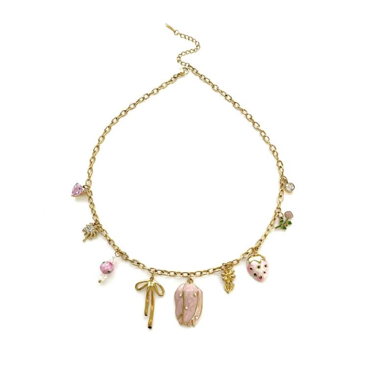 

Dainty Layering Bowknot Flower Necklace For Women Adjustable Stainless Steel Clavicle Chain Rhinestones Pendant Jewelry 1