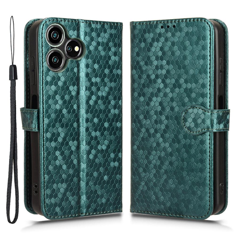 

For ZTE Blade V50 Smart/Blade V50 Design 4G Leather Case Dot Imprinted Flip Phone Cover Green