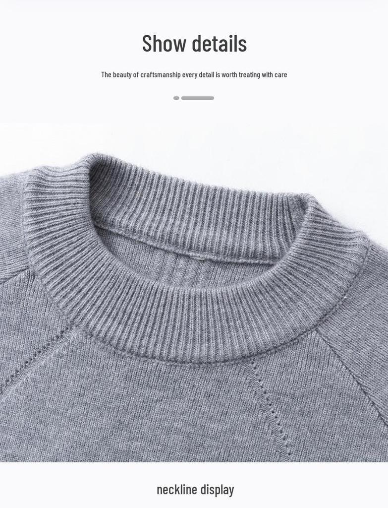 Men's 2025 Autumn/Winter Solid Color Jacquard Sweater, Stylish Half-High Collar Knitwear