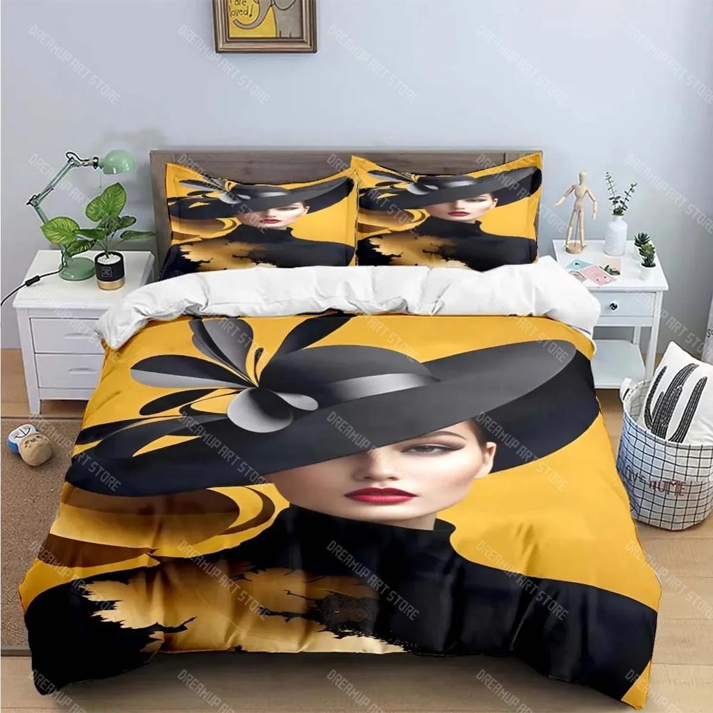 Schwarz-Weiß-Druck Bettwäschesets Bettzubehörset Bettbezug Bettdecke Set Bettwäscheset Luxusgeschenk Mode Neue Frau-Sexy