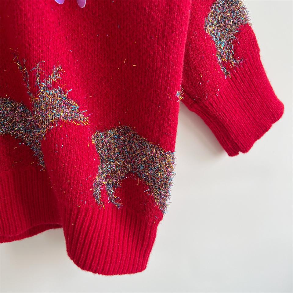Christmas holiday sweater handmade sequined Christmas tree deer jacquard thick pullover sweater 3605